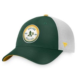 Casquette Snapback Oakland Athletics Iconic Circle Patch Trucker vert/blanc de marque Fanatics pour homme
