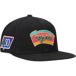 Casquette Snapback San Antonio Spurs Hardwood Classics 50e anniversaire Mitchell & Ness pour homme noire