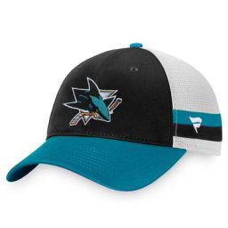 Casquette de camionneur à rayures pour hommes San Jose Sharks Breakaway de marque Fanatics noir/bleu