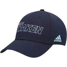 Casquette adidas Deep Sea Blue Seattle Kraken Team Bar Flex pour homme