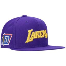 Casquette Snapback 50e anniversaire des Los Angeles Lakers pour homme Mitchell & Ness violet