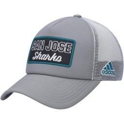 Casquette snapback en mousse de camionneur Adidas San Jose Sharks Locker Room pour homme, gris/blanc