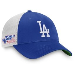 Casquette snapback pour homme Los Angeles Dodgers 1981 World Series Patch Team Trucker Snapback de marque Fanatics Royal/Blanc
