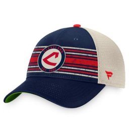 Fanatics Branded Navy/Natural Cleveland Indians True Classic Retro Striped Trucker Snapback Hat