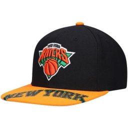 Casquette New York Knicks Current Reload 3.0 Snapback Mitchell & Ness x Lids pour homme, noir/orange