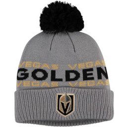 Bonnet en tricot à revers adidas Vegas Golden Knights Team pour homme avec pompon