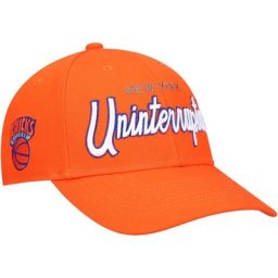 Casquette homme orange snapback avec logo New York Knicks Mitchell & Ness x Uninterrupted