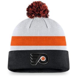 Bonnet en tricot à revers avec pompon pour hommes Philadelphia Flyers Authentic Pro Draft de marque Fanatics blanc/noir