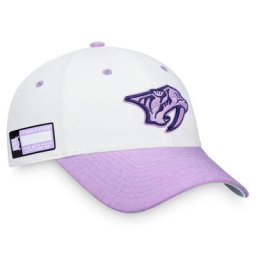 Casquette Snapback authentique Pro Hockey Fights Cancer de marque Fanatics pour hommes, blanc/violet, Predators de Nashville