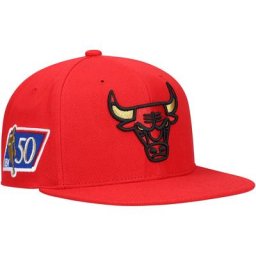 Casquette Snapback Red Chicago Bulls 50th Anniversary pour homme Mitchell & Ness