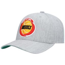 Casquette pour homme Mitchell & Ness gris chiné Houston Rockets Hardwood Classics Redline Snapback