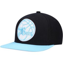 Casquette Snapback Pastel des Philadelphia 76ers Mitchell & Ness pour homme, noir/bleu clair