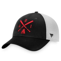 Casquette Snapback Iconic Cross Bat Trucker Arizona Diamondbacks Iconic Cross Bat de marque Fanatics pour homme, noir/blanc