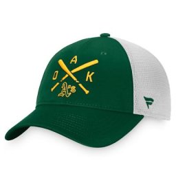 Casquette Snapback Oakland Athletics Iconic Cross Bat Trucker vert/blanc de marque Fanatics pour homme