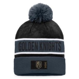 Bonnet en tricot à revers avec pompon Vegas Golden Knights Authentic Pro Rink de marque Fanatics pour homme, gris/noir