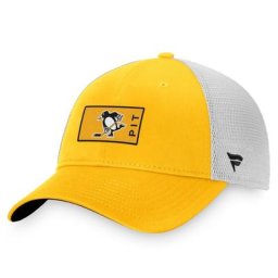 Fanatics Branded Or/Blanc Pittsburgh Penguins Authentic Pro Trucker Snapback Casquette pour homme