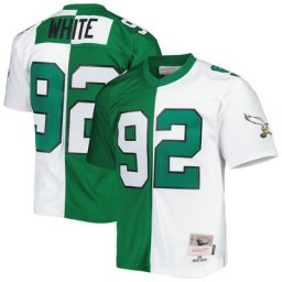 Maillot Homme Mitchell & Ness Reggie Blanc Kelly Vert/Blanc Philadelphia Eagles 1990 Split Legacy Replica Jersey