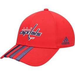 Casquette ajustable à trois bandes adidas Washington Capitals Locker Room pour homme, rouge