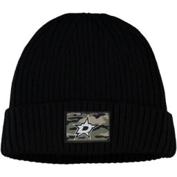 Bonnet en tricot à revers pour homme adidas Dallas Stars Military Appreciation noir