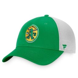 Casquette Snapback Core Trucker Snapback de la collection Oakland Athletics Cooperstown de marque Kelly vert/blanc Fanatics pour homme