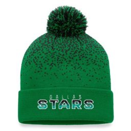 Bonnet en tricot à revers emblématique avec pompon Kelly Green Dallas Stars de marque Fanatics pour homme