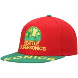 Casquette Mitchell & Ness x Lids pour homme rouge/vert Seattle SuperSonics Hardwood Classics Reload 3.0 Snapback