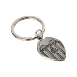 Porte-clés argent antique avec écusson du Valencia CF
