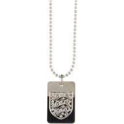 Médaille et chaîne pour chien avec crête d'Angleterre - Argent sterling