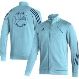 Veste de survêtement entièrement zippée adidas Pittsburgh Penguins Team Classics bleu clair pour hommes