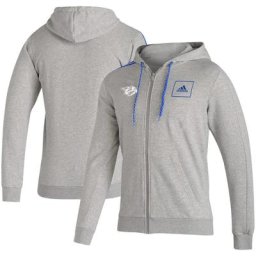 Veste de survêtement adidas Nashville Predators 3-Stripe Tape Full-Zip pour homme, gris chiné