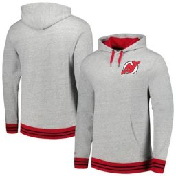 Chandail à capuchon en tissu éponge classique des Devils du New Jersey gris chiné Mitchell & Ness pour homme