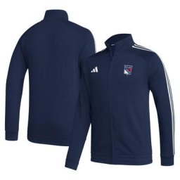Veste de survêtement raglan adidas New York Rangers pour homme, bleu marine