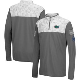 Colosseum Charcoal/White Florida Gators OHT Military Appreciation Badge II Veste à quart de zip pour jeune