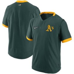 Veste à enfiler chaude à manches courtes Nike Oakland Athletics Authentic Collection pour Homme Vert/Or