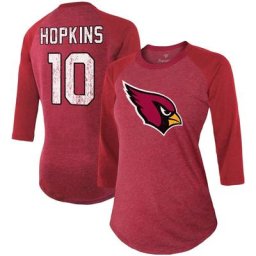 Fanatics Branded DeAndre Hopkins Cardinal Arizona Cardinals Team Player Name & Number Tri-Blend Raglan 3/4-Sleeve T-Shirt