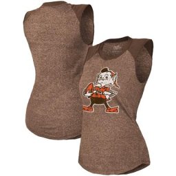 Majestic Threads - Débardeur raglan à trois mélanges rétro pour femme - Marron Cleveland Browns