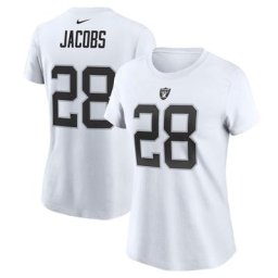 T-shirt avec nom et numéro Nike Josh Jacobs Las Vegas Raiders pour femme, blanc