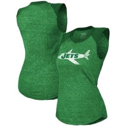 Majestic Threads Kelly Green New York Jets Débardeur raglan rétro à trois mélanges pour femme