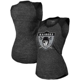 Majestic Threads Noir Las Vegas Raiders Débardeur raglan rétro à trois mélanges pour femmes