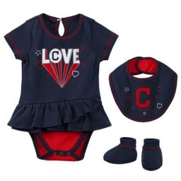 Ensemble bavoir et chaussons pour nouveau-nés et bébés bleu marine Cleveland Indians Play Your Best Body
