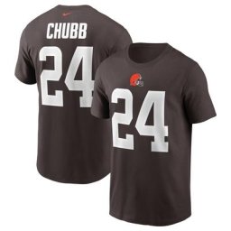 T-shirt avec nom et numéro des Cleveland Browns Nike Nick Chubb marron pour homme