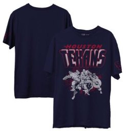 T-shirt Houston Texans Marvel Junk Food bleu marine pour homme