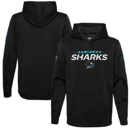 Chandail à capuchon authentique Pro San Jose Sharks de marque Fanatics noir pour jeune