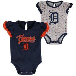 Lot de deux bodys pour nouveau-nés et bébés bleu marine/gris chiné Detroit Tigers Scream & Shout