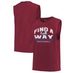 Majestic Threads Homme Bordeaux Colorado Avalanche 2022 Stanley Cup Champions Softhand Muscle Tank