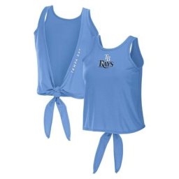WEAR by Erin Andrews - Débardeur à nouer torsadé dos ouvert Rays de Tampa Bay bleu clair pour femme