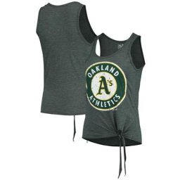 Majestic Threads Vert Débardeur Oakland Athletics à encolure dégagée et liens sur les côtés pour femmes