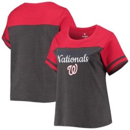 T-shirt colorblock taille plus anthracite chiné/rouge Washington Nationals pour femme