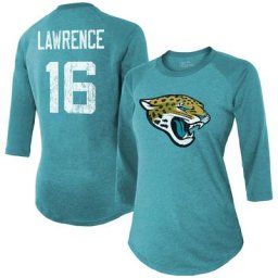 Majestic Threads pour femme Trevor Lawrence Teal Jacksonville Jaguars Nom et numéro du joueur T-shirt ajusté à manches 3/4 en trois mélanges