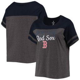 T-shirt Boston Red Sox colorblock taille plus anthracite chiné/bleu marine pour femme